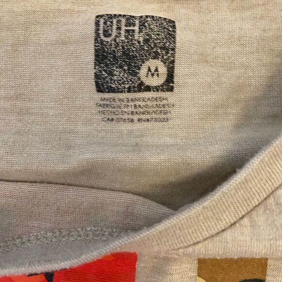 Tan Flag Graphic Short Sleeve Cotton Loose Fit Casual Tee Shirt Top M - Picture 6 of 7